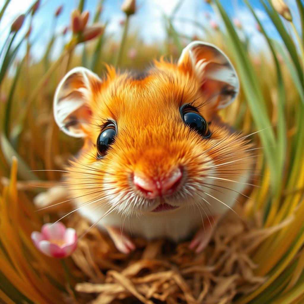 Surreal Hamster Adventure in a Vibrant Cornfield