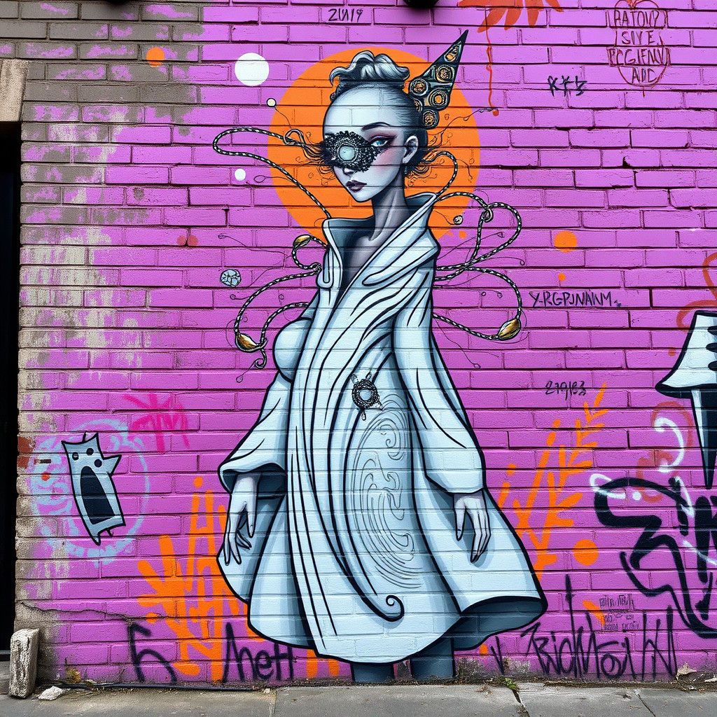 Surreal Graffiti Mural of Abstract Female Figure