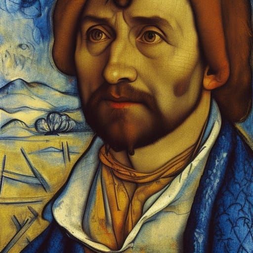 Portrait with Brushwood Bundle in Holbein Style