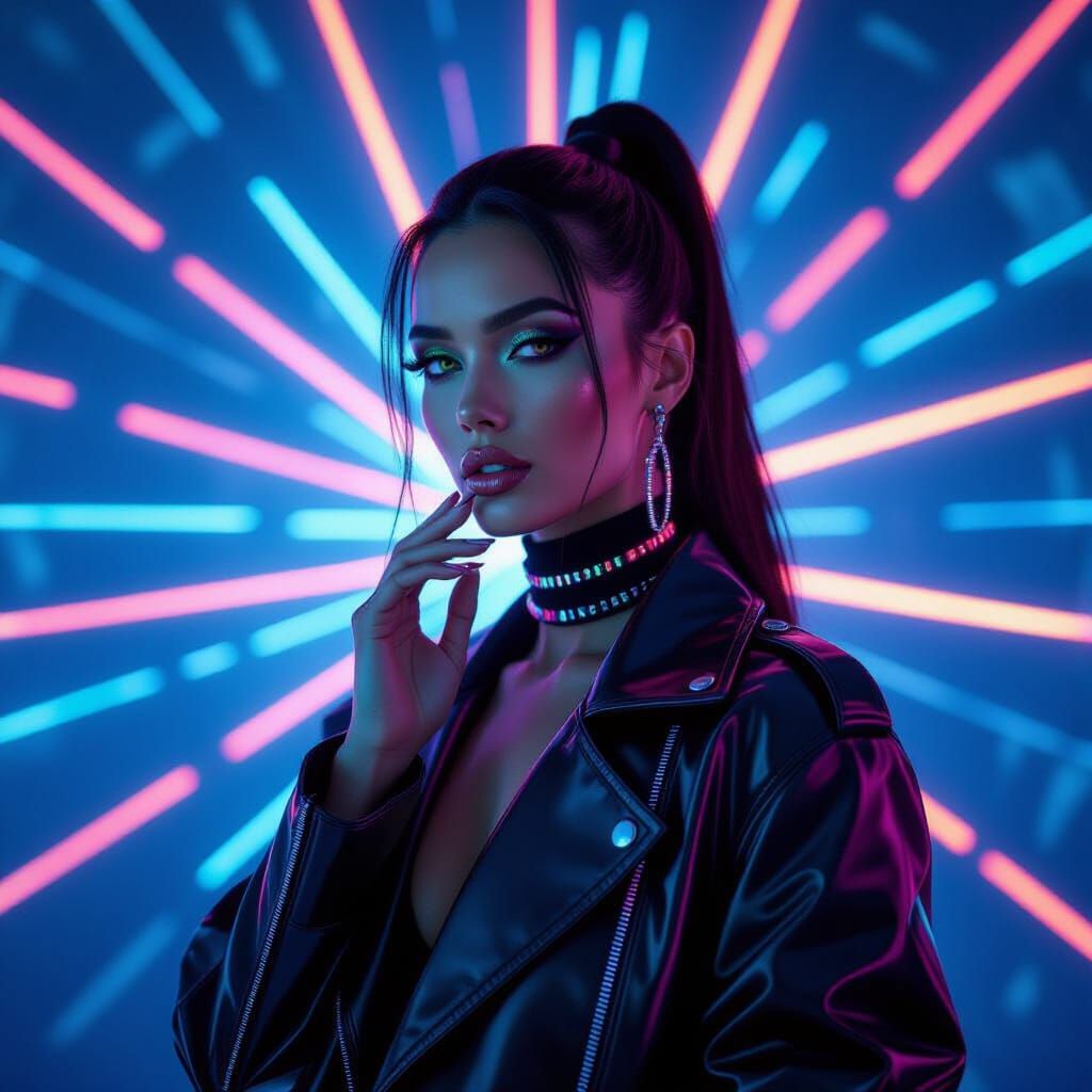 Avant Garde Woman in Neon Techwear Fashion