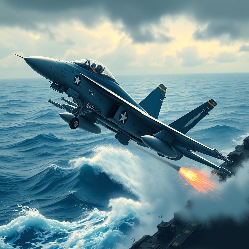F-18 Hornet Launching in Sci-Fi Style