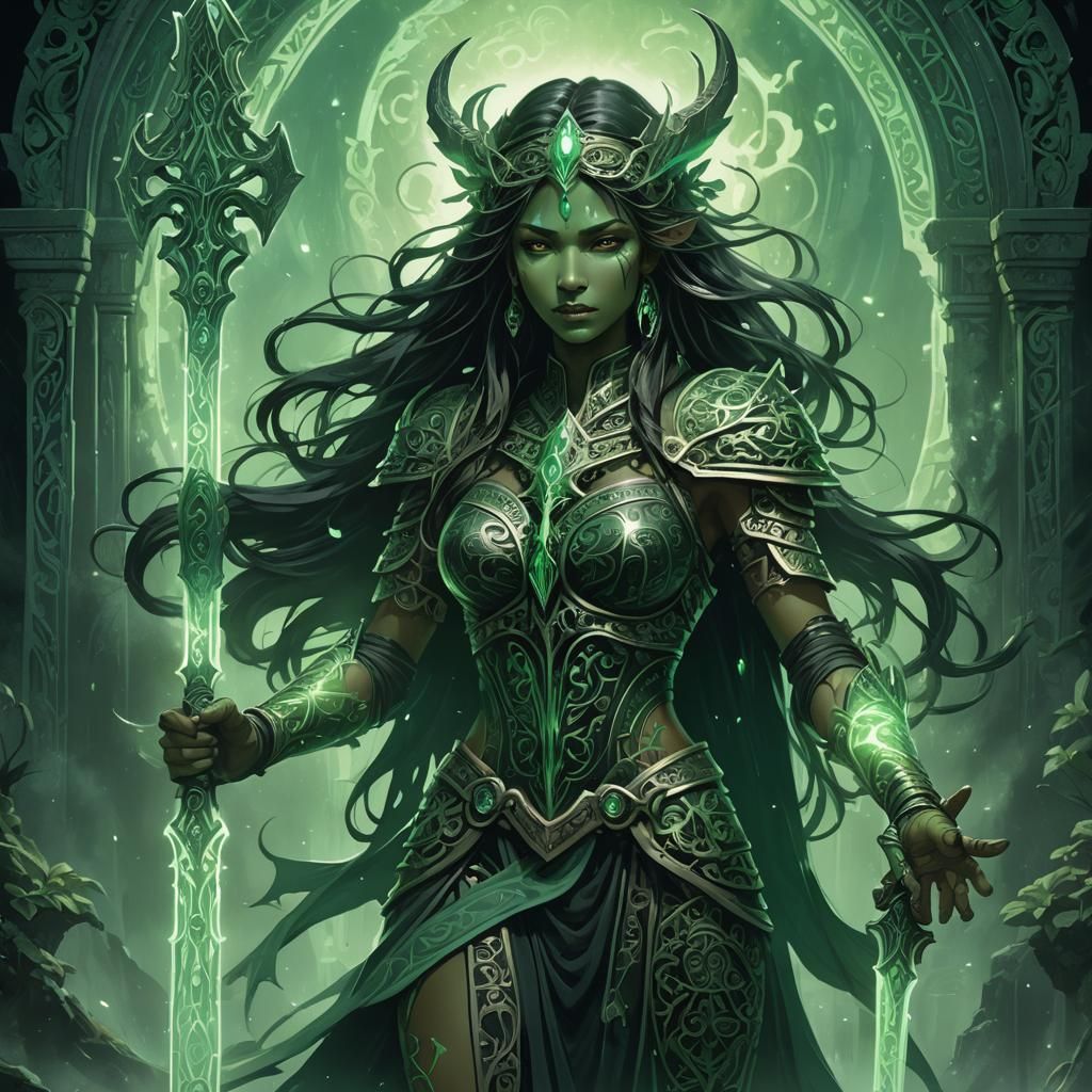 Keris with Green Glow, Dark Fantasy Concept Art