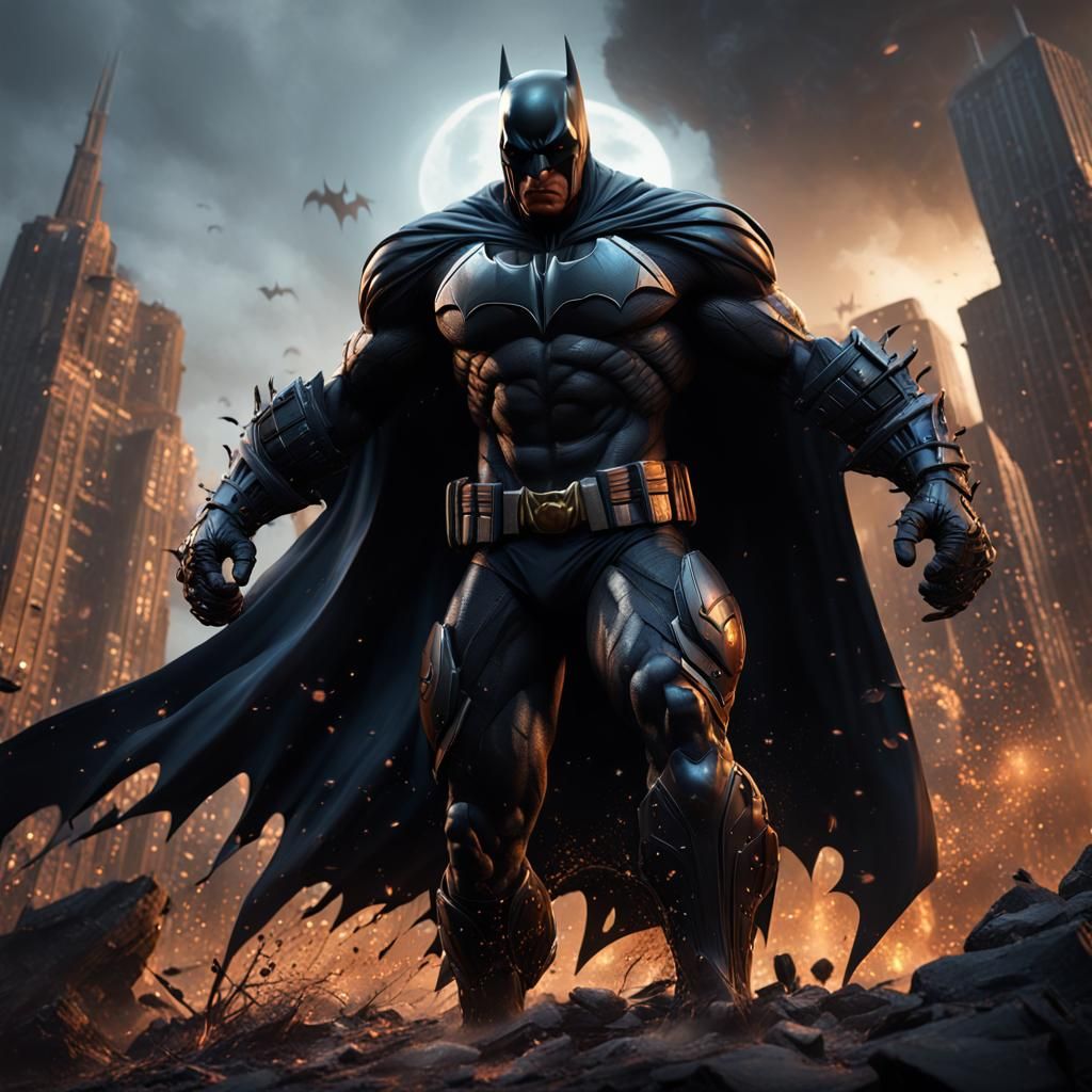 Black Batman Melts in Extreme Heat: Fantasy Concept Art