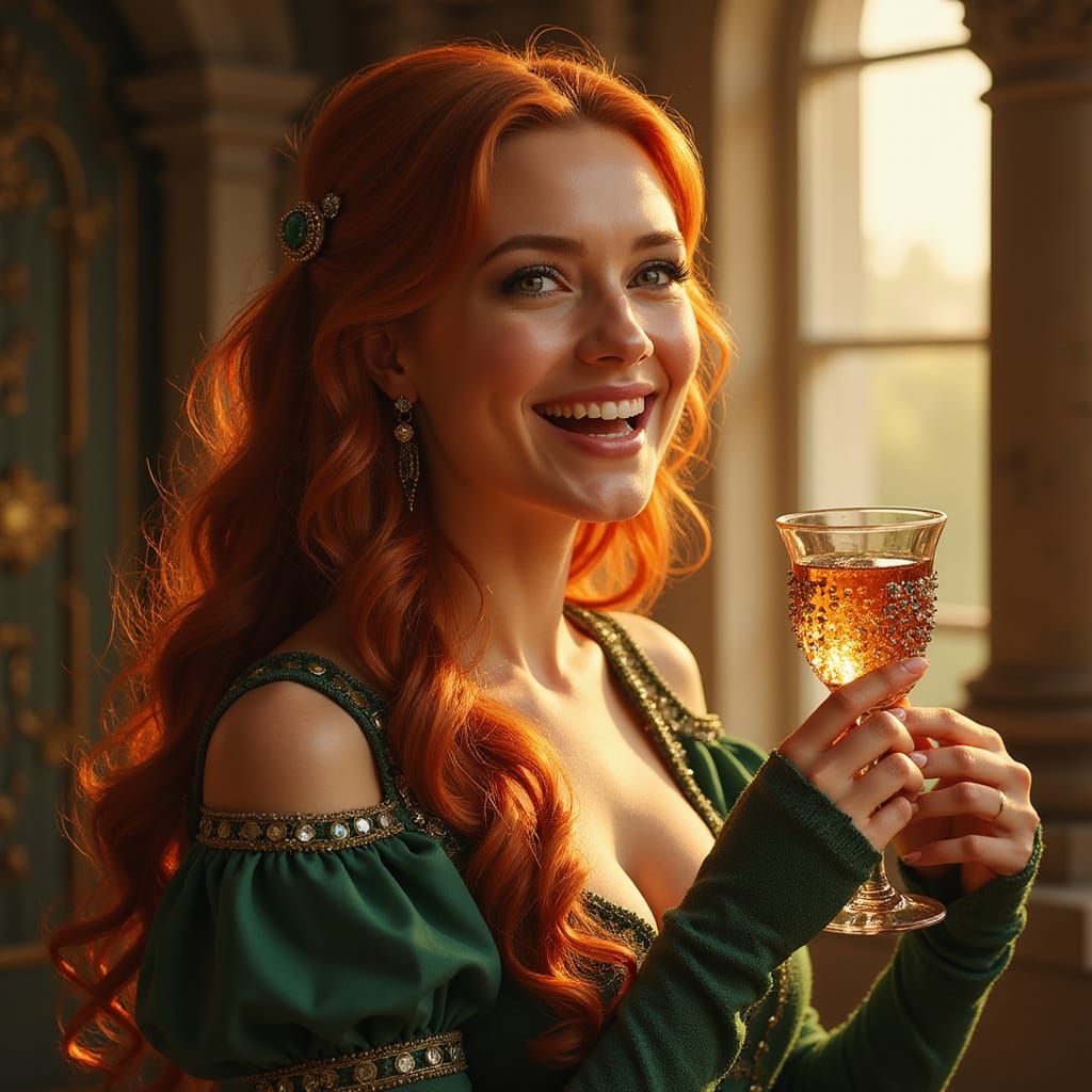 Triss Merigold in Warm, Golden Light: A Joyful Sorceress