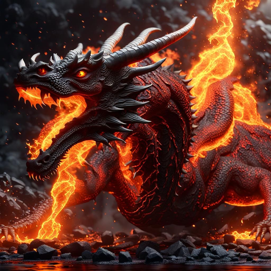 a mythical animal made of lava