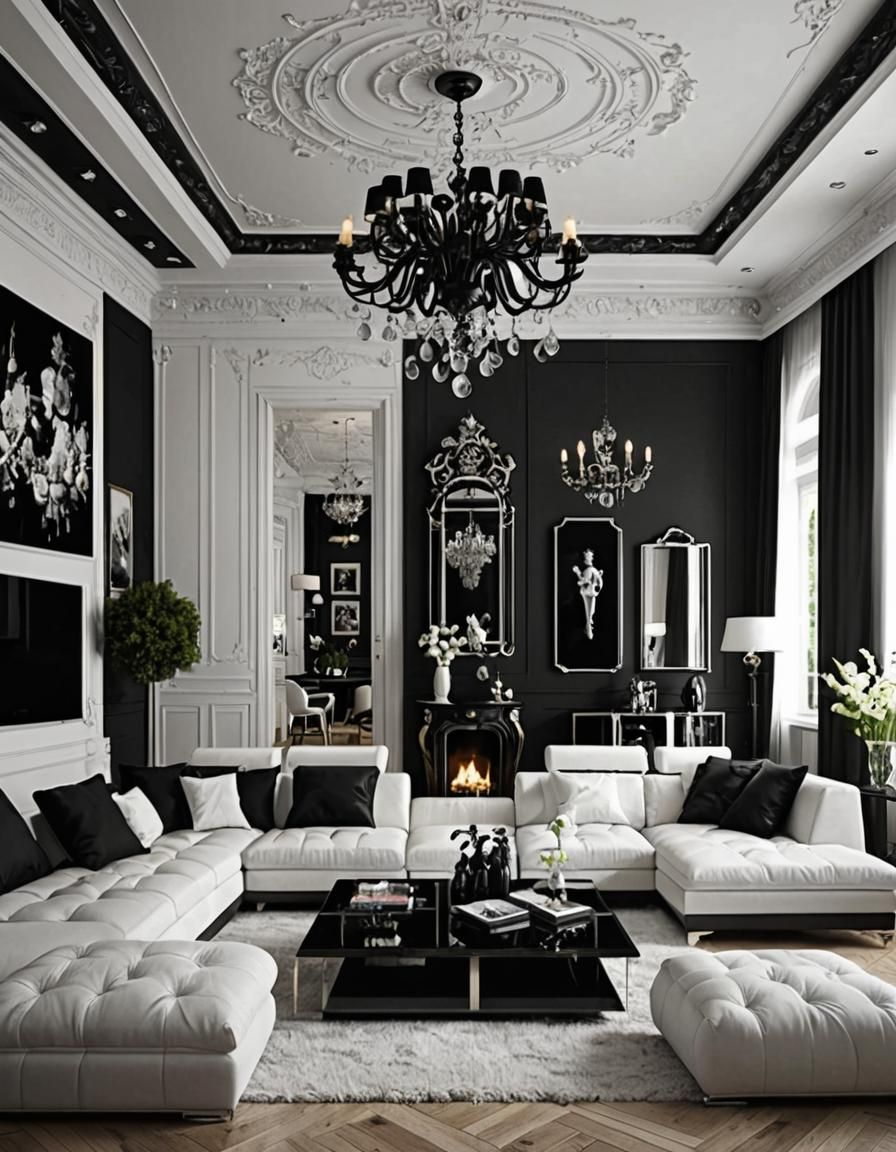 Black and White Fantasy Living Room