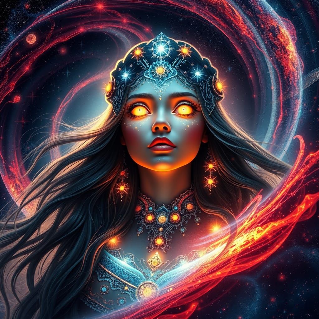 Mesmerizing Astral Goddess in Interstellar Vortex