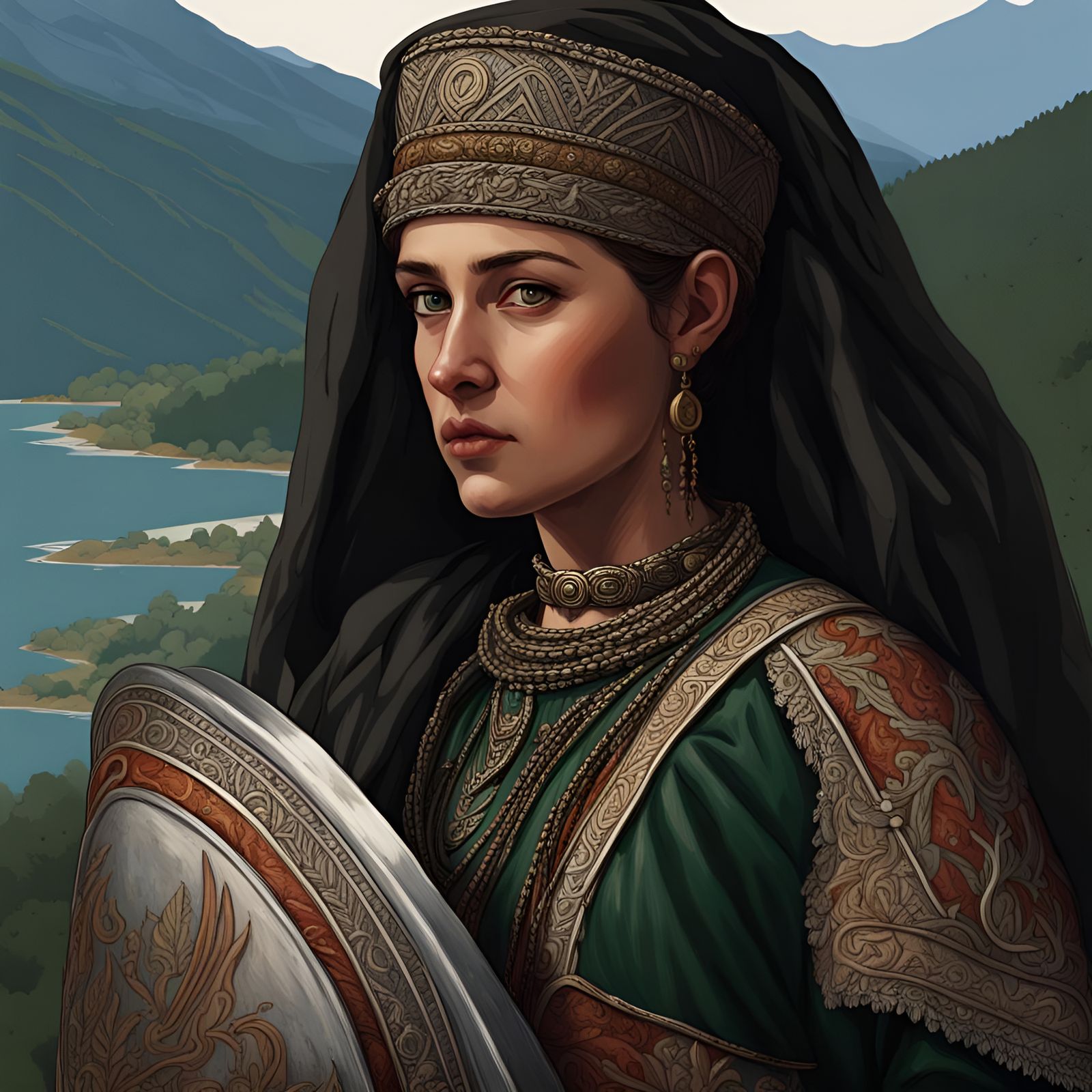 Lady Apsua: Abkhazian Symbol in Mecha-Futuristic Style