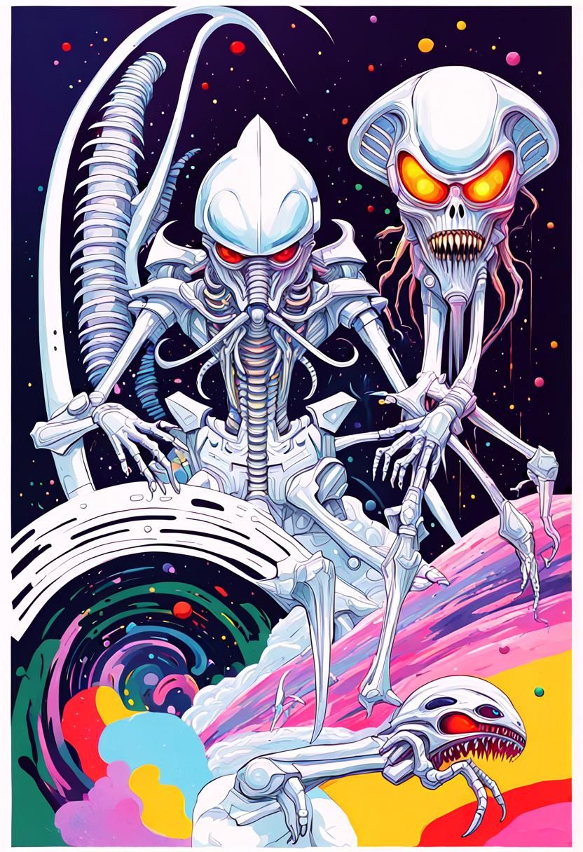 Xenomorph Horror Movie Poster in Kandinsky Style