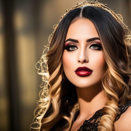 Intricate Goth Glamour Shot of Woman with Handbra