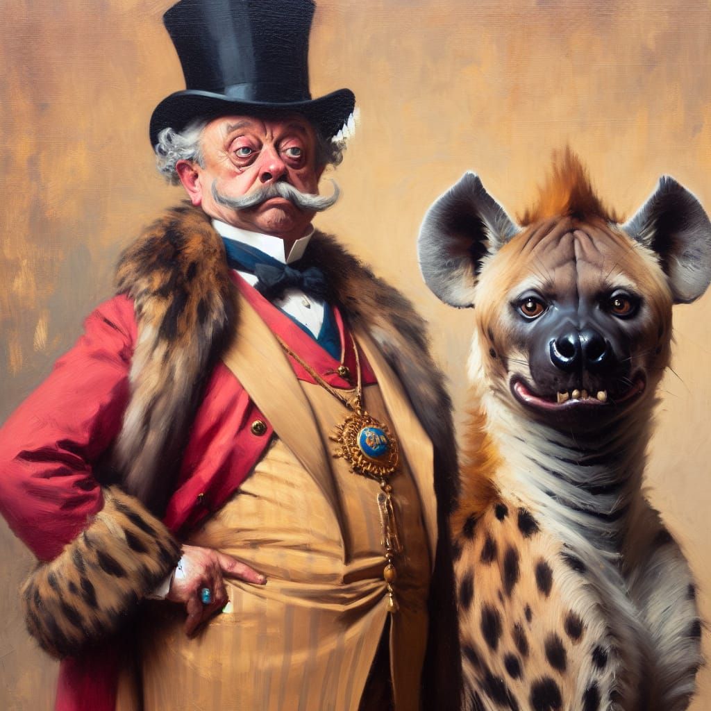 Comical Aristocratic Lord and Hyena Portrait
