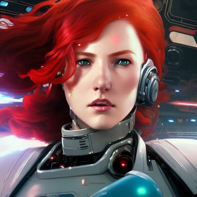 Cyberpunk Pilot in Epic Space Battle, Digital Art