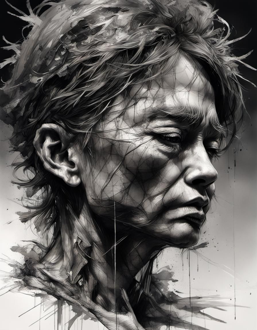 Truth and Nightmares: Grayscale Charcoal Drawing