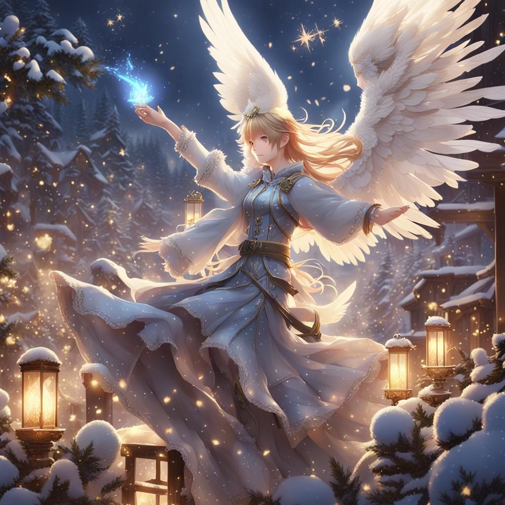 Anime Angel Singing in 3D, Detailed Aesthetic Art