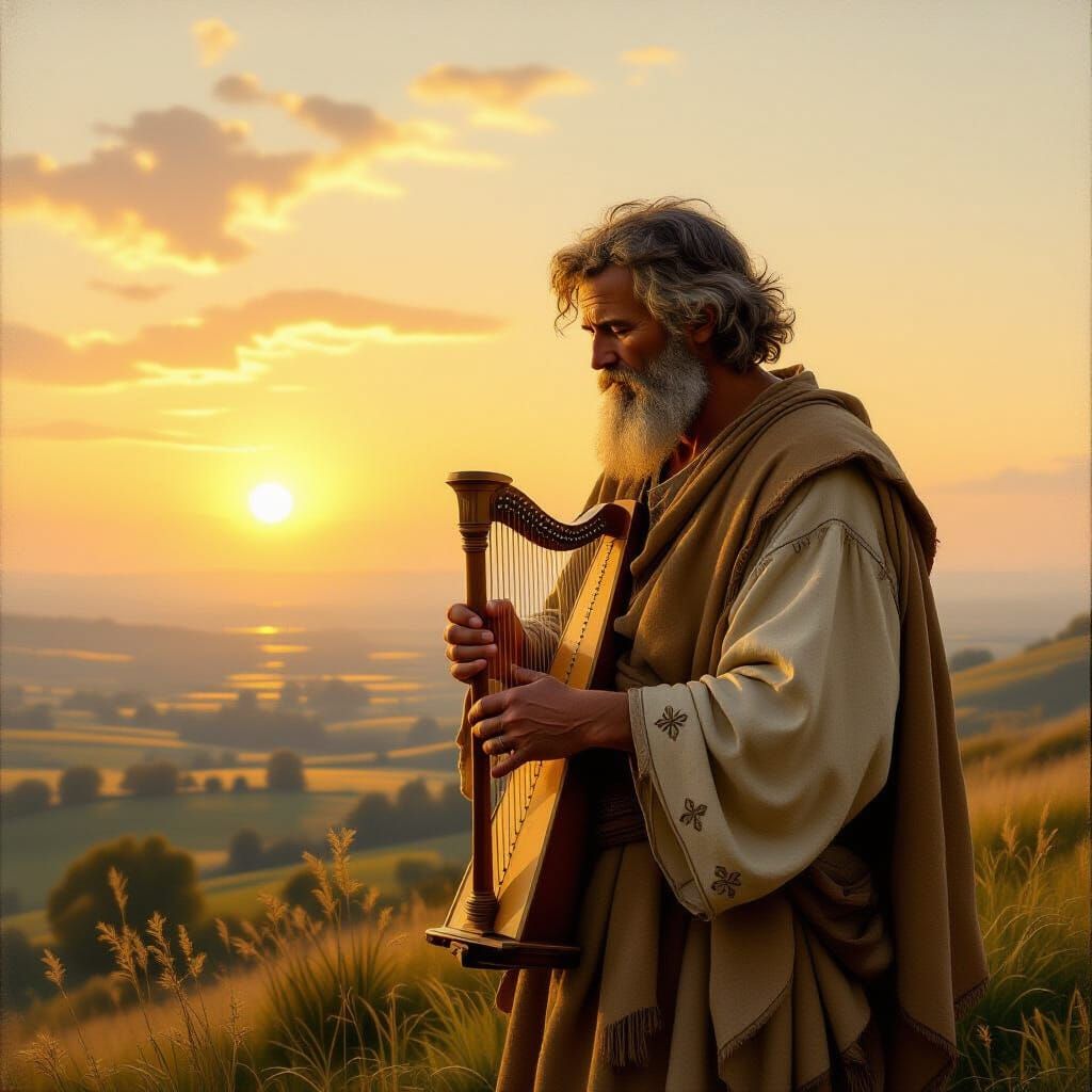 Shepherd at Dawn Overlooking Valley in Dutch Golden Age Styl...