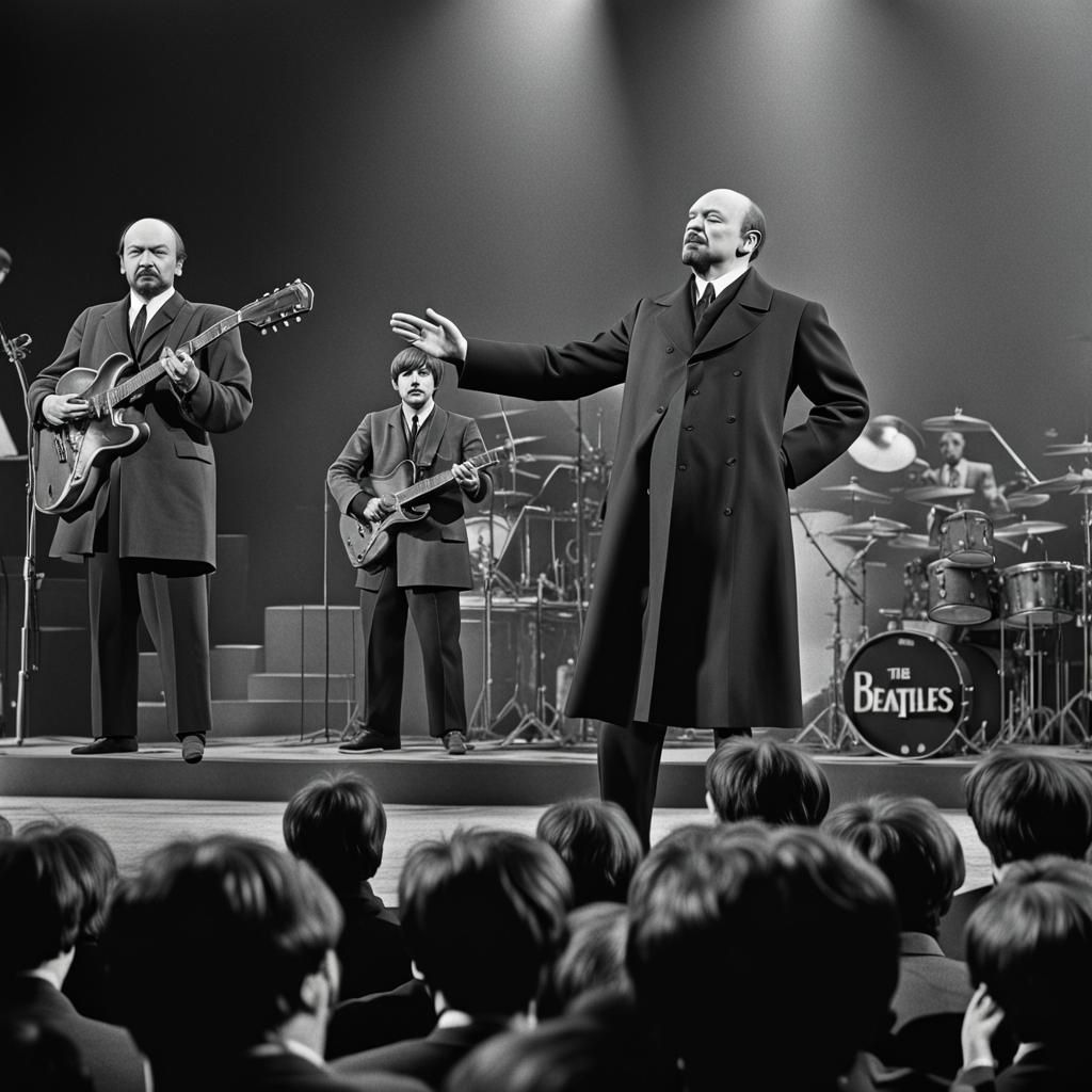 Lenin Fronts The Beatles: Photorealistic 8K Concert
