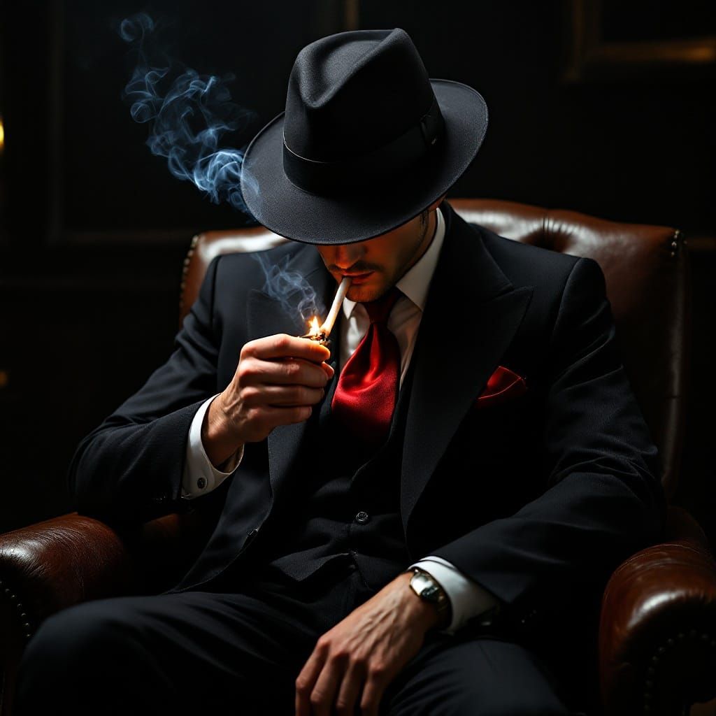 Film Noir Portrait of a Man in Fedora