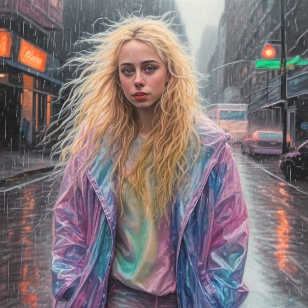 Pastel Portrait of a Smiling Trans Girl