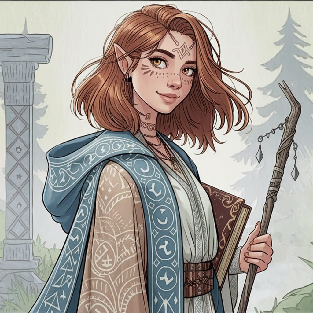 Fantasy Elf Wizard Portrait in Dragon Age Style