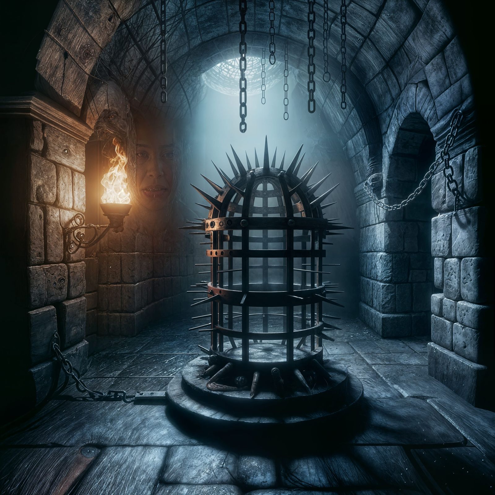 Gloomy Medieval Dungeon with Iron Maiden