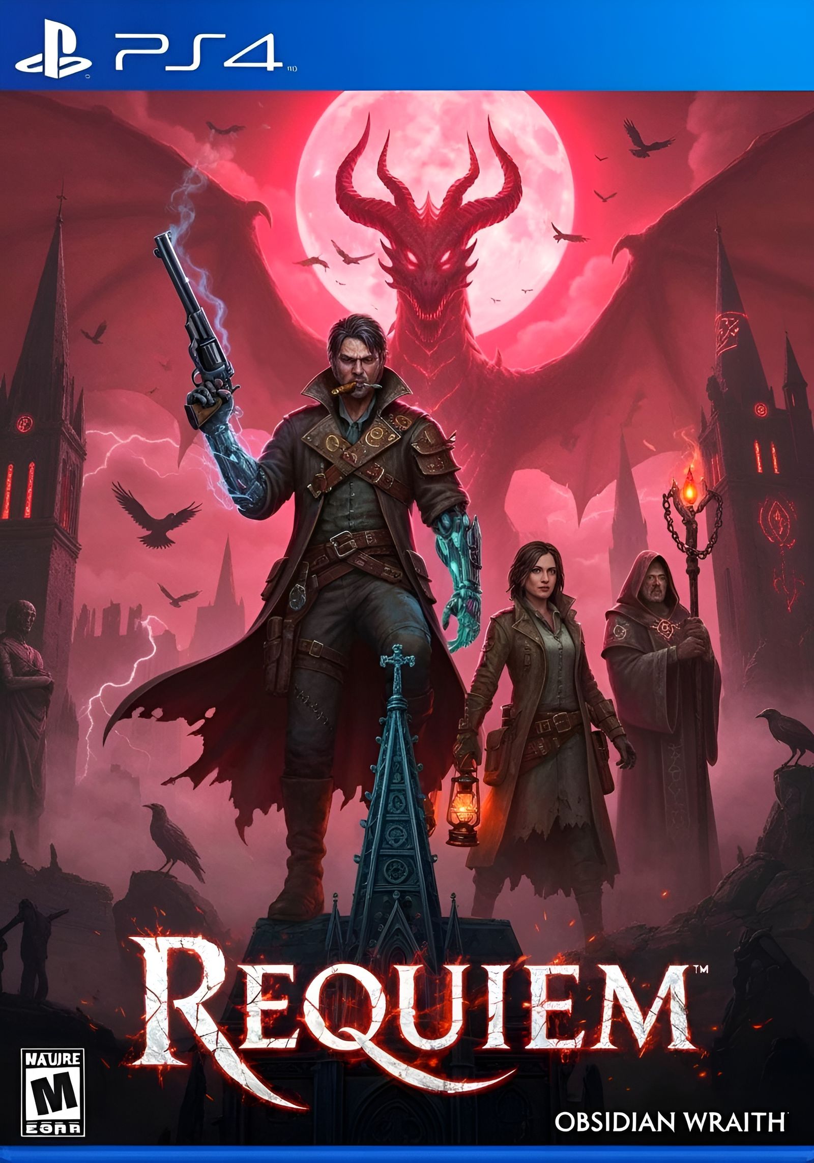 Gothic Gunslinger Under Crimson Eclipse