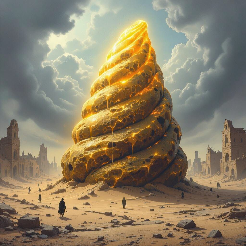 Gigantic Ancient Fossilized Feces in Abandoned Town