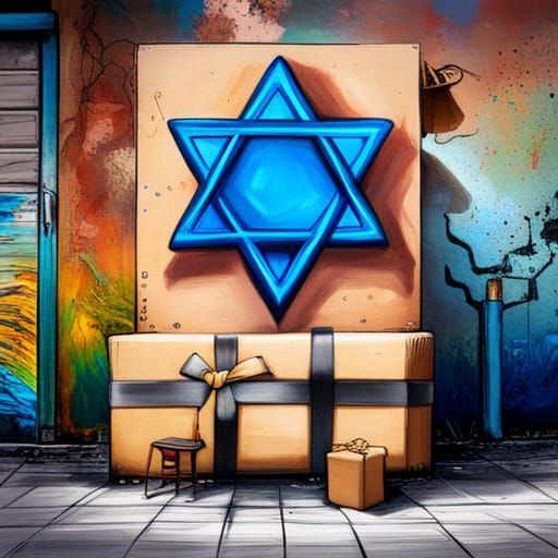 Star of David Wrapped in Presents: Graffiti Art