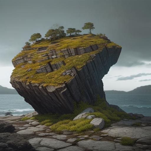 Monumental Rock Formation in Studio Lighting, Digital Art
