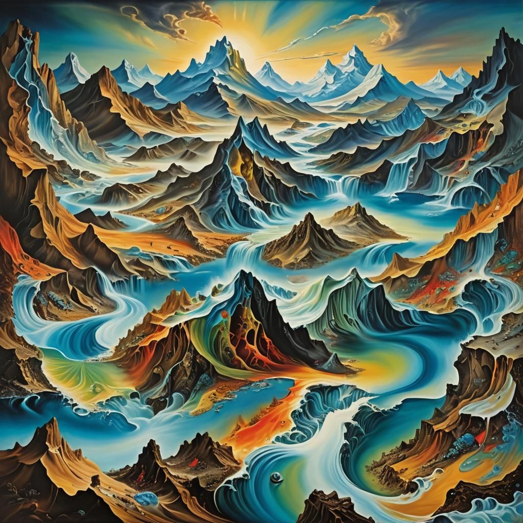 Surreal Dreamscape Meltdown in Abstract Expressionist Style