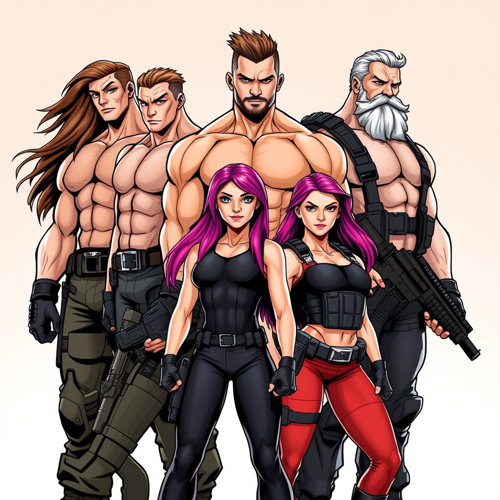 Dynamic Tactical Team in Comic Book Style