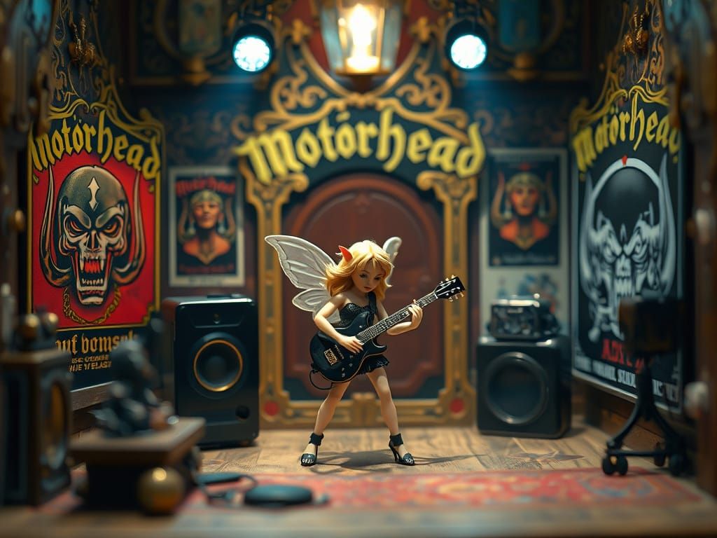 Steampunk Dollhouse Stage with Fairy Guitarist