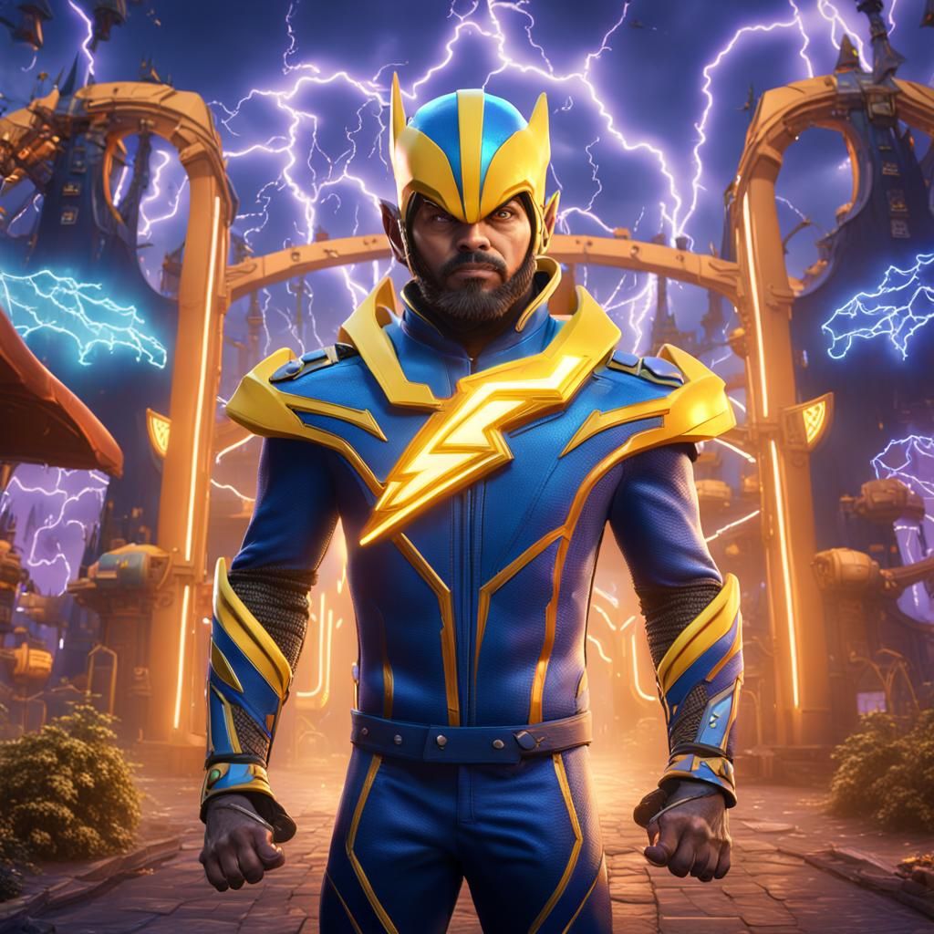 Lightning Bolt Mascot at Electric Theme Park