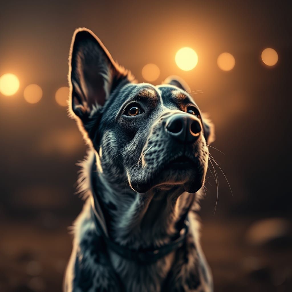 Hyperrealistic Dog Portrait in Cinematic Style