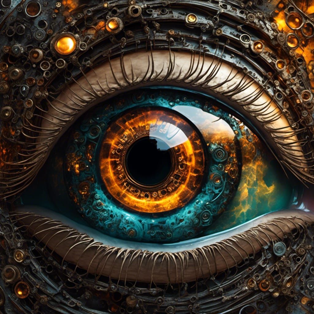 Steampunk Cyborg Eye with Cosmic Storms