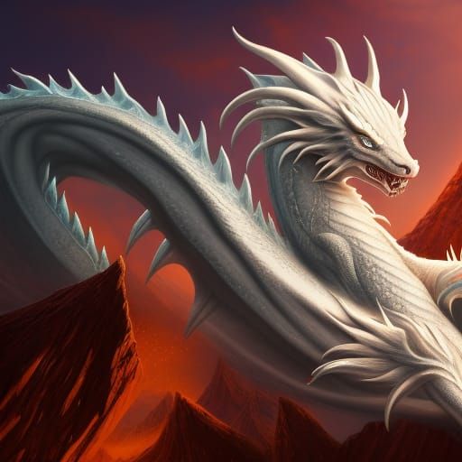 Cute White Dragon in Fantasy Concept Art