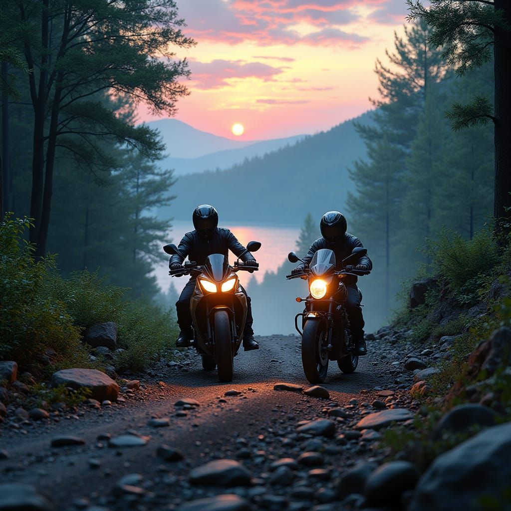 Motorcycles Ride the Trail of the Bigfoot on Lake James, NC...