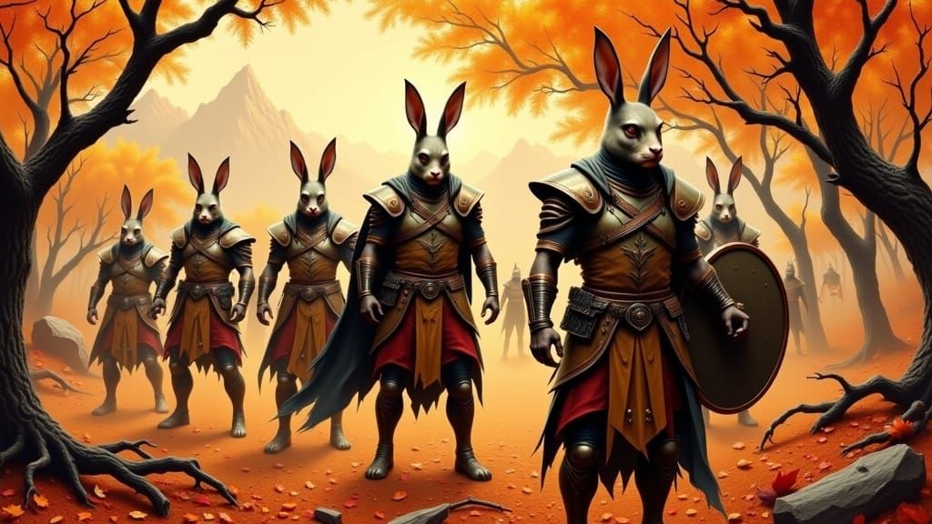 Rabbit Warriors in Autumnal Landscape Concept Art
