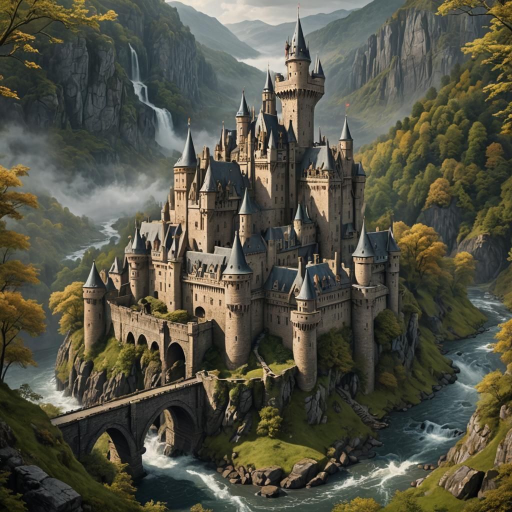 Detailed Matte Painting of a Weathered Castle