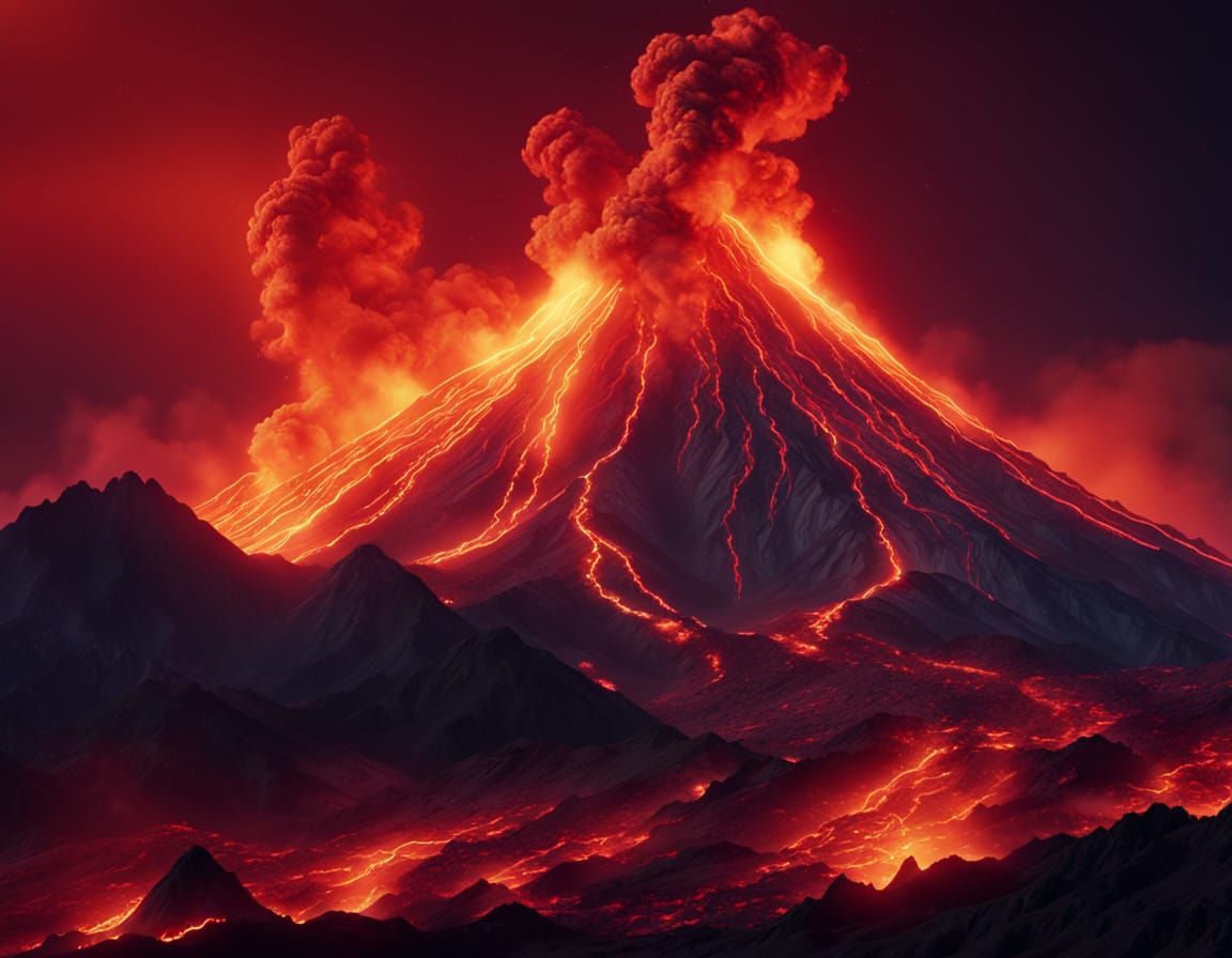 Erupting Volcano: Hyper-Realistic Digital Art
