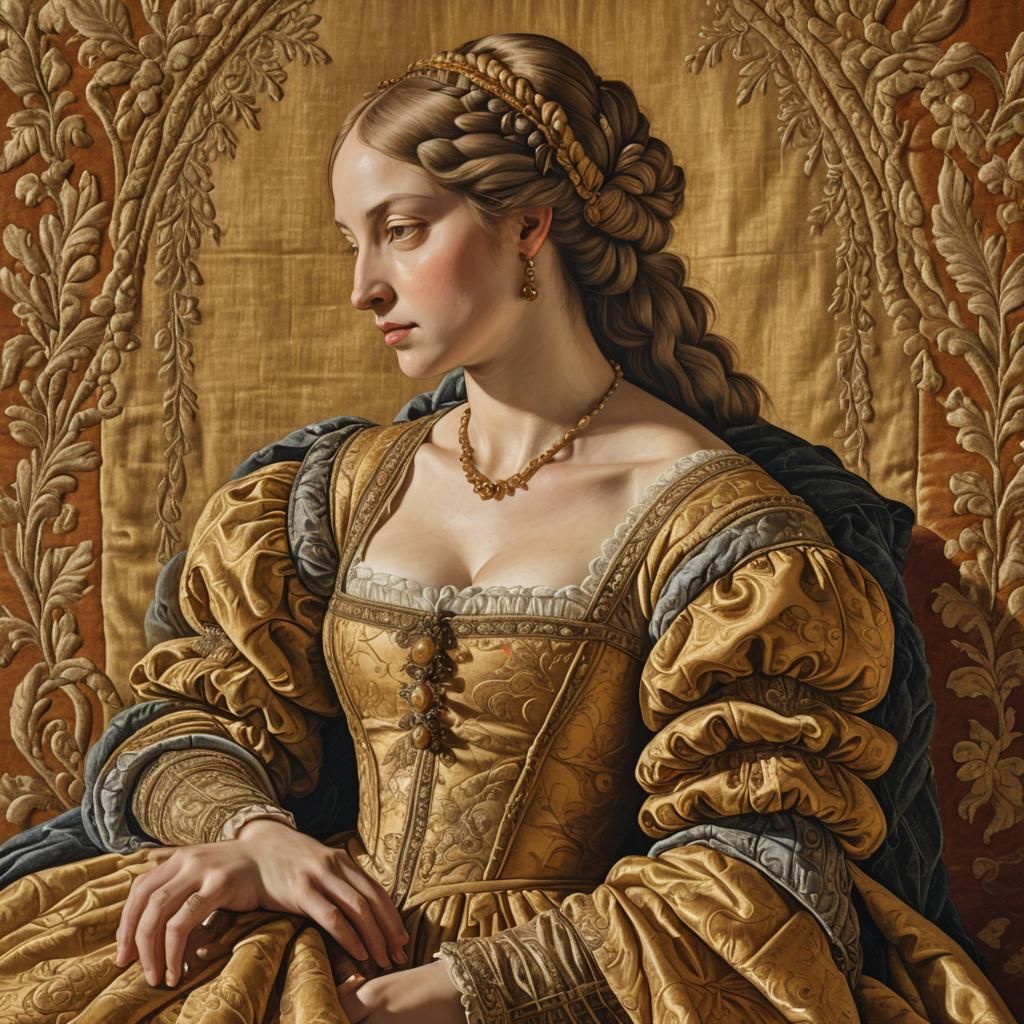 Renaissance Woman Reclining: An Oil Painting