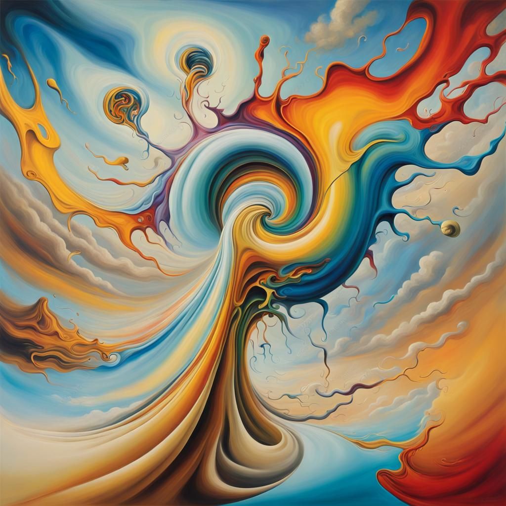 Surreal Colorful Whirlwind in Oil Paint Style