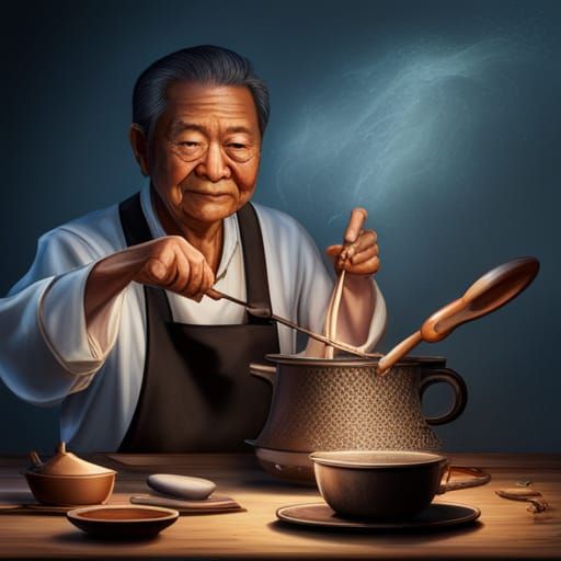 Hyperrealistic Noodle Maker in Splash Art Style