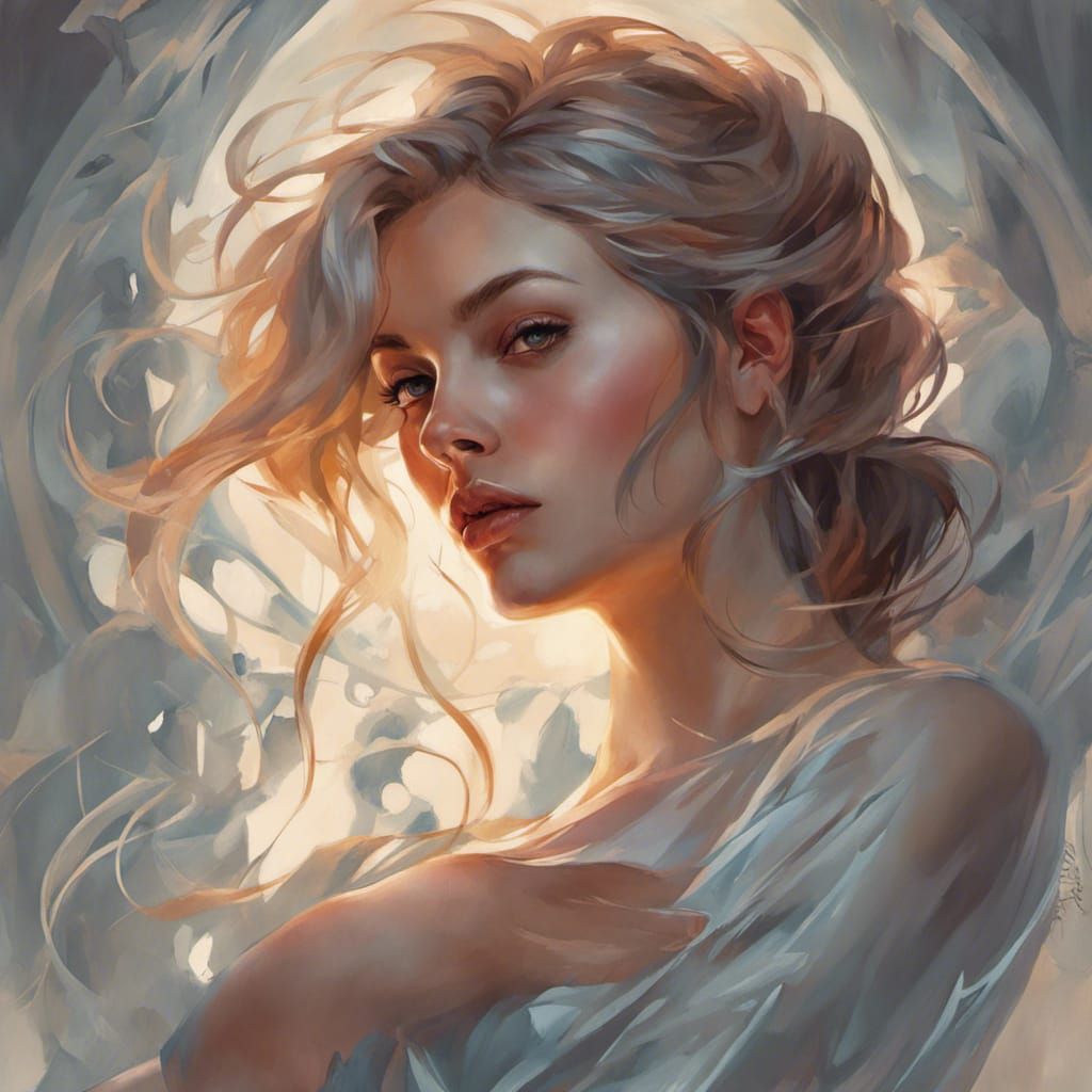 Glamorous Woman Portrait in Hyperdetailed Digital Art Style