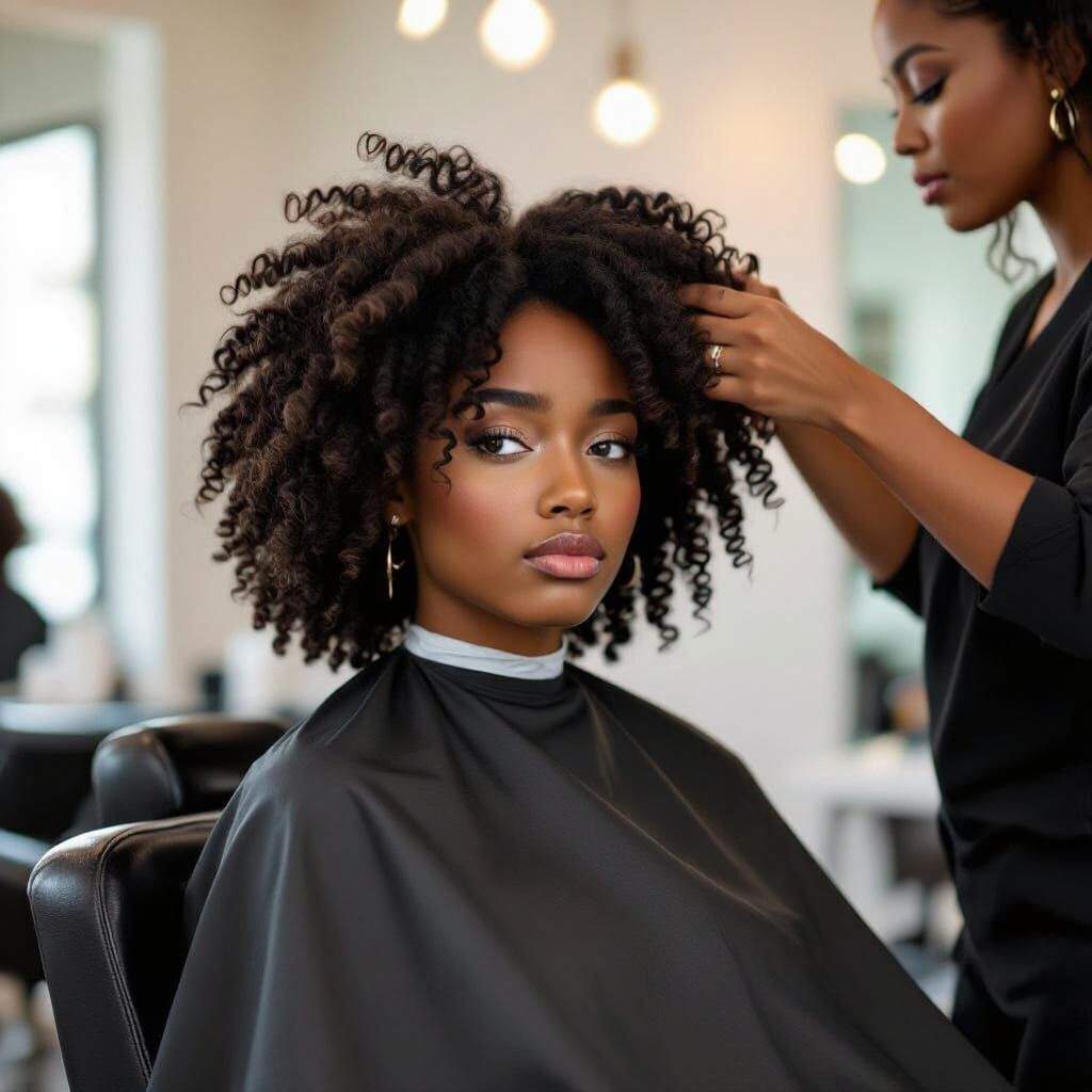 Black Woman's Sad Expression in Salon Chair