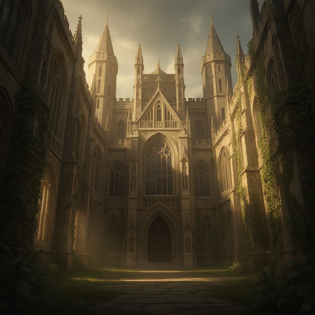 Grand Castle University in Realistic Fantasy Art Style