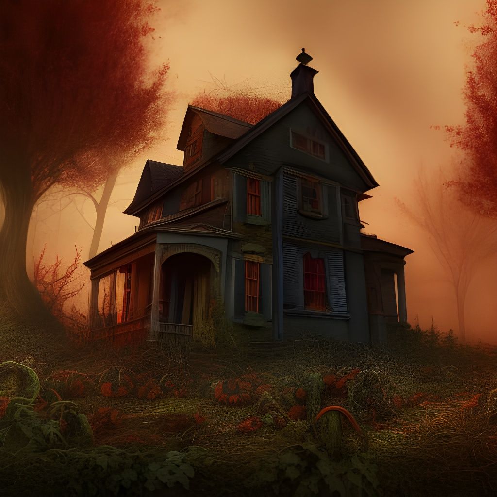 Creepy Haunted House in Autumnal Witchcore Style