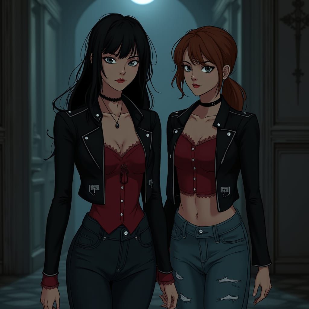 Victorian Biker Girls in a Dimly Lit Rectory