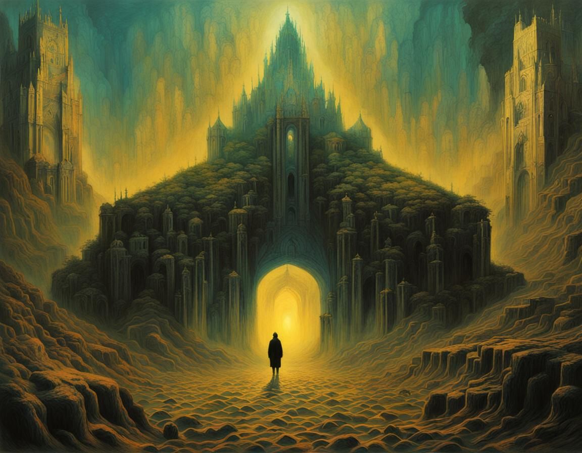 Art Deco Glitchcore Underworld: A Spiritual Vision