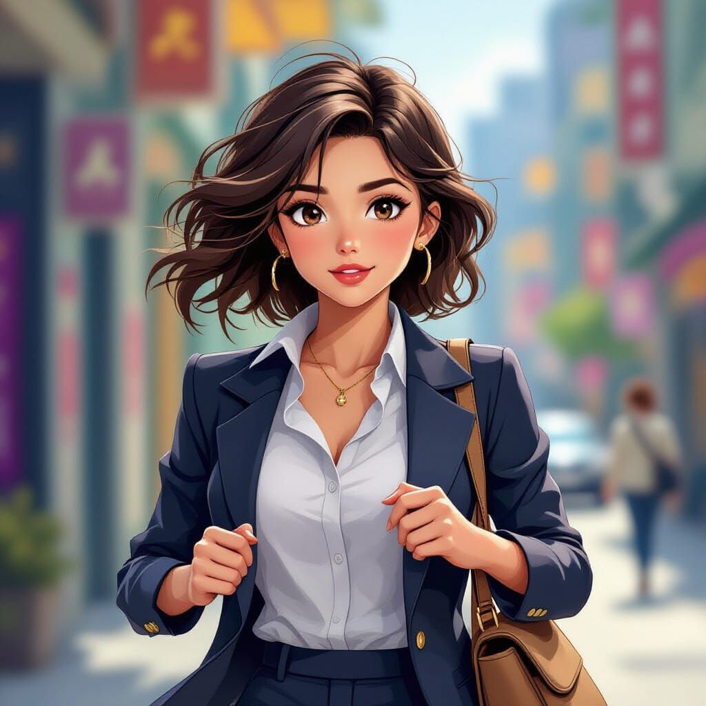 Young Professional Woman in Vibrant 3D Anime Art