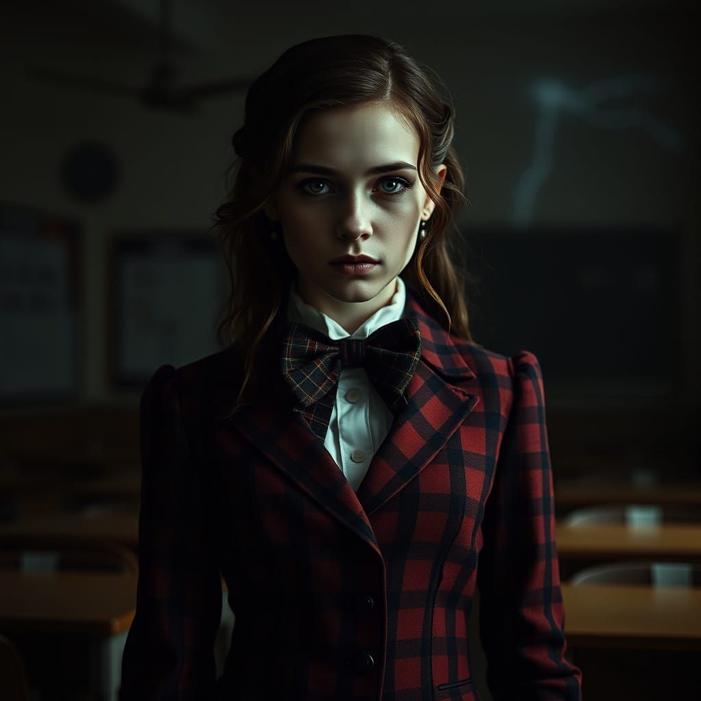 Gothic Victorian Lady in Euphoric Classroom